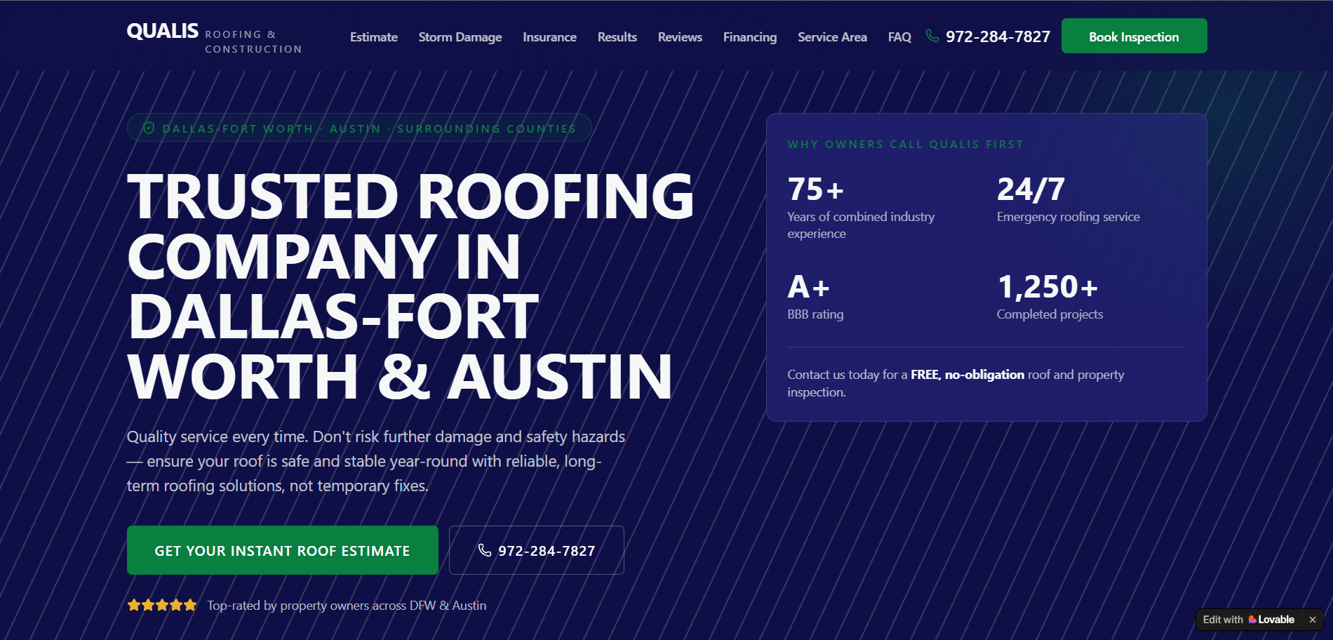Replacement Website, Built by Me, homepage screenshot